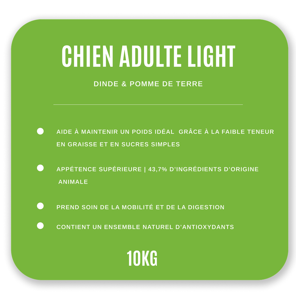Croquette Chien Adulte Préventive Light 10 kg - Dinde / Pommes de Terre