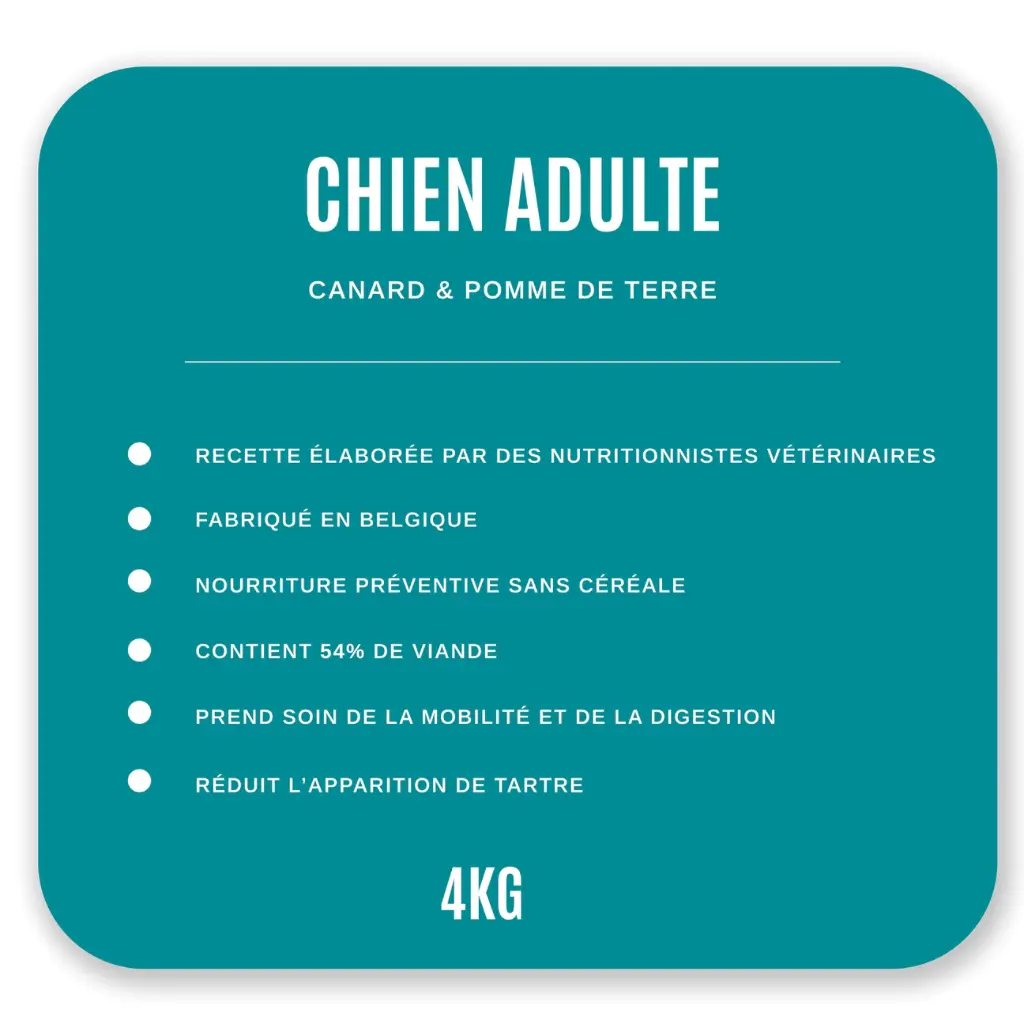 Croquettes Chien Adulte 4 kg - Canard / Pommes de Terre